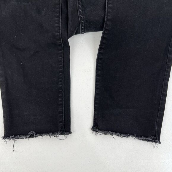 ana a new approach Size 14 High Rise Jeans Jeggings Black Raw Cut Hem Button Up - Picture 8 of 11